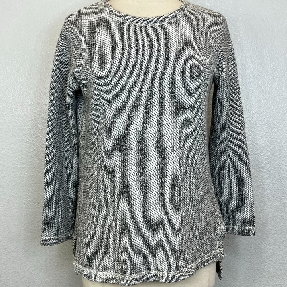 Eileen Fisher Gray Variegated Knit Oversized Crewneck Pullover Sweater Size XXS